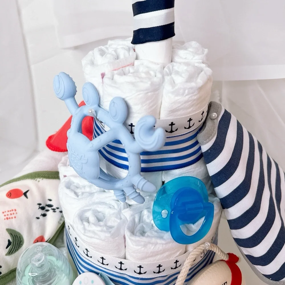 Ship Diaper Cake, Nautical Baby Shower